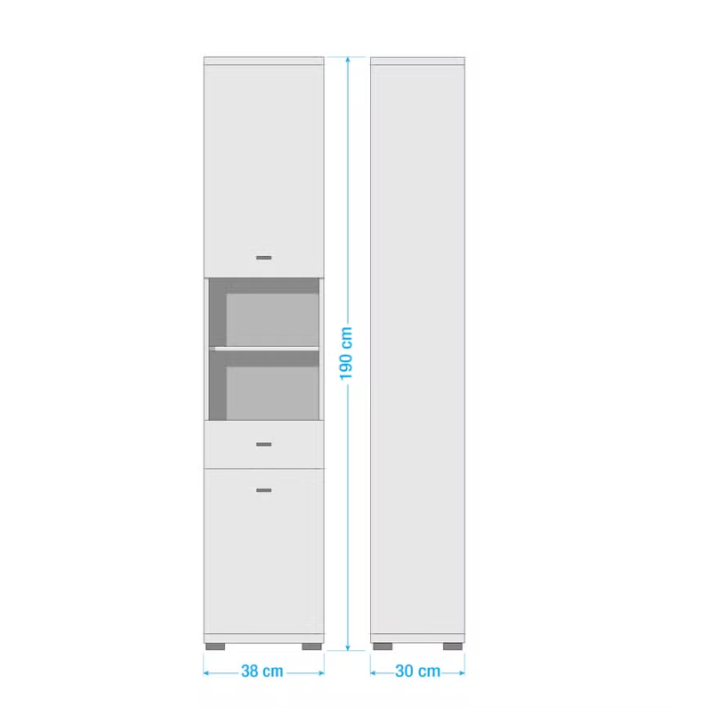Armoire colonne de salle de bain blanc brillant