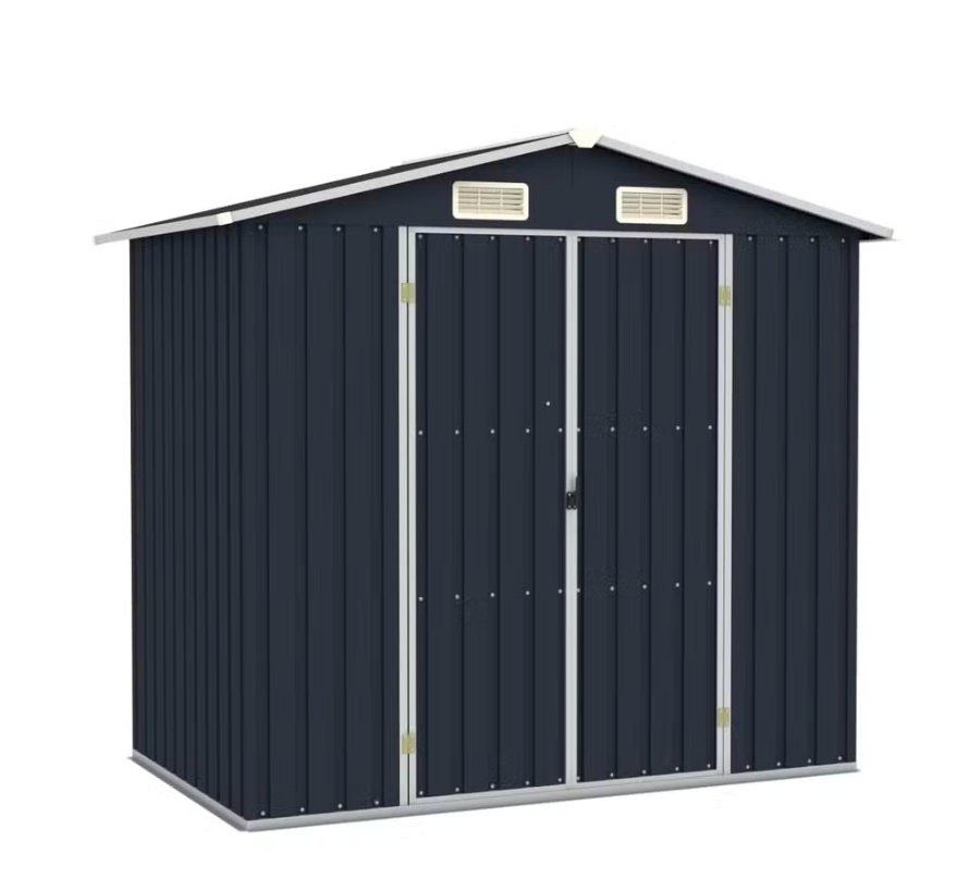 Abris de jardin gris métal 205 x 183 x 129 cm