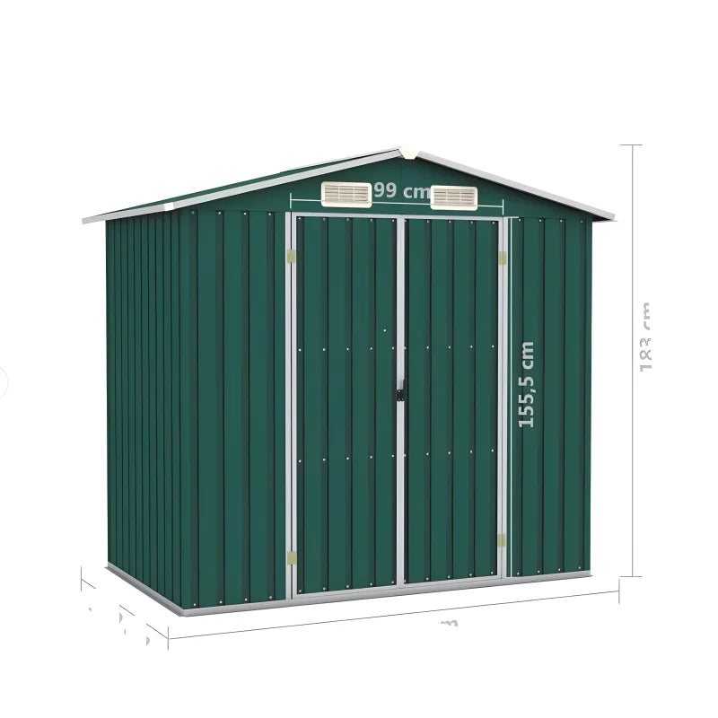 Abri de jardin vert - métal - 205 x 183 x 129 cm