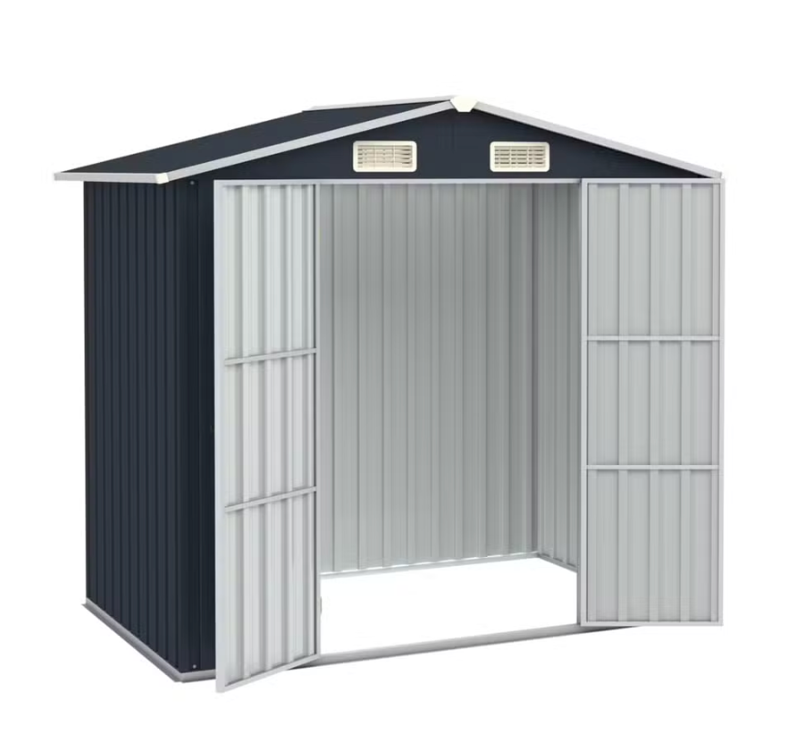 Abris de jardin gris métal 205 x 183 x 129 cm